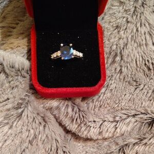 Sapphire And Diamond Ring Set In White Gold